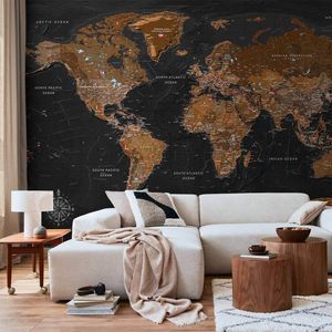 Samolepicí fólie na zeď - Svět: Stylová mapa 245x175 cm mapy k-A-0206-a-a