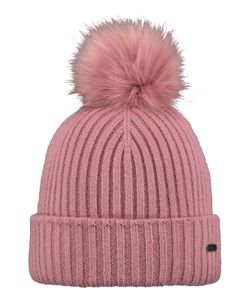 BARTS Mädchen Mütze - Kenzie Beanie, Kunstfell-Bommel, einfarbig, 53-55 Rosa