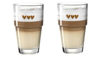 Leonardo 2 x Latte Macchiato Gläser Toscana Herzen a 410ml