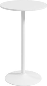HOMCOM barový stôl vysoký jedálenský stôl okrúhly barový stôl, kuchynský stôl do obývačky, jedálne, oceľ, biely, Ø60 x 102 cm