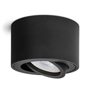 Aufbauleuchte SMOL schwenkbar in schwarz matt & rund mit LED 4W warmweiß 230V