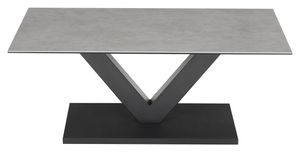Couchtisch - Grau - Schwarz matt - 110 x 70 cm - Keramik - Metallgestell