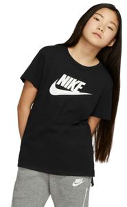 Nike Mädchen Kinder Schulsport Sport-Freizeit-T-Shirt NSW TEE DPTL BASIC schwarz, Größe:S(128-140)