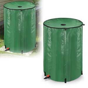 YARDIN Faltbare Regentonne Regenwassertonne Wasserspeicher Regenwassertank mit Regenfass PVC Schutzabdeckung, Grün  200L ,50 Gallone