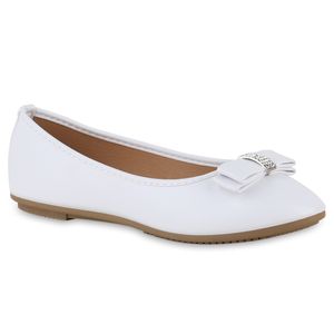VAN HILL Damen Klassische Ballerinas Elegante Strass Schuhe 841027, Farbe: Weiß, Größe: 40