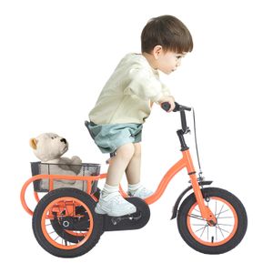 Dětská kola 12palcová dětská tříkolka se třemi koly pro chlapce/dívky s jednou rychlostí (oranžová)