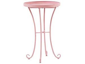 BELIANI Zahradní boční stolek růžový kov kulatý 40 cm venkovní vintage styl