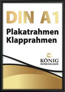 Dreifke® Plakatrahmen DIN A1 | 25mm Alu Profil, eckig | schwarz | Alu Klappra...