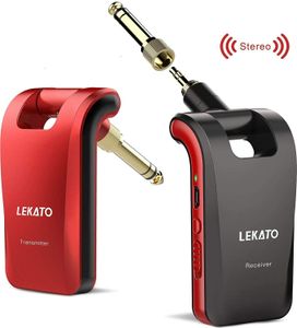 LEKATO Kabelloser Dual-Track-Stereo-Gitarrensender und -empfänger, 6 Kanäle, 30 m