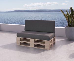 sunnypillow 2er Palettenkissen Set mit abnehmbarem Bezug Sitzkissen + Rückenkissen Palettenauflage Palettenpolster Indoor / Outdoor | Anthrazit |