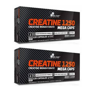 2x Olimp Creatine 1250 Mega Caps | 120 Kapseln (insg. 240 Stück) | 1250 mg | Kreatin Monohydrat | Bodybuilding Krafttraining Sportnahrung (2er Pack)