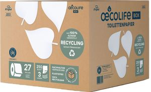 Toilettenpapier Fripa Oecolife, 3-lagig, 27 Rollen a. 250 Blatt, weißgrau
