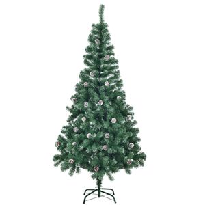 Juskys künstlicher Weihnachtsbaum 180 cm mit Schnee & Ständer – Tannenbaum naturgetreu – Deko Christbaum für Innen - Weihnachtsdeko grün / weiß