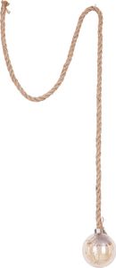 LED Deko-Pendelleuchte, Hanfseil, Glas, H 160 cm