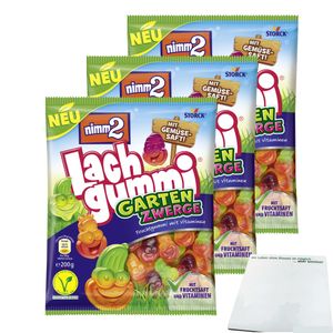 Nimm2 Lachgummi Garten Zwerge 3er Pack (3x200g Packung) + usy Block