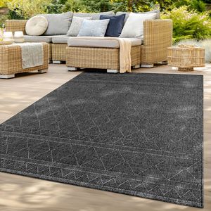 TT Home In-& Outdoor Teppich Wetterfest Balkon Küche Wohnzimmer Boho Rauten Design Größe 200 cm Quadrat