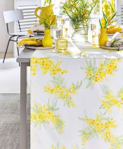 Montreal Tischdecke, Alloverdruck Florales Muster, Gelb, Größe:130 x 170 cm