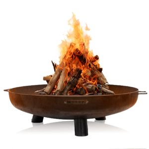 MOODZ miska na oheň 60 cm - zahradní mísy na oheň - venkovní ohniště a sud na oheň - miska na oheň s volitelným roštem z vysoce kvalitní oceli Corten - zahradní koš na oheň - 60x60x24cm