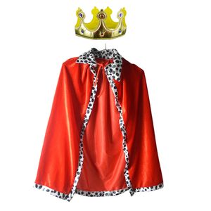 Kinder-Königskostüm-Umhang mit Krone Halloween-Königskostüm-Umhang für Kinder