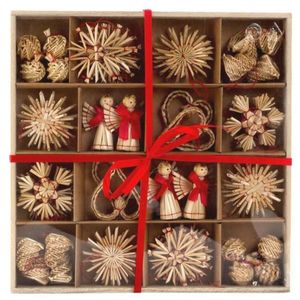 Baumschmuck Set 56-teilig aus Stroh - Christbaum Schmuck