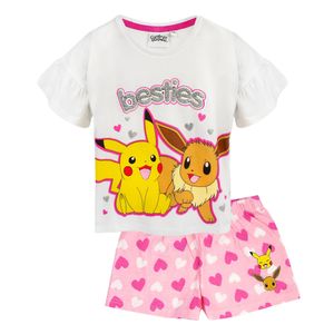 Pokemon - "Besties" Schlafanzug mit Shorts für Mädchen (3er-Pack)Rüschen NS6789 (122) (Weiß/Pink/Gelb)