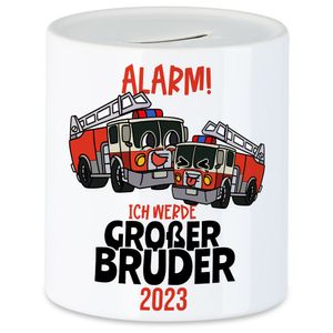 Ich Werde Großer Bruder 2023 Spardose Ankündigung Schwangerschaft Feuerwehr-Auto Alarm Babynews