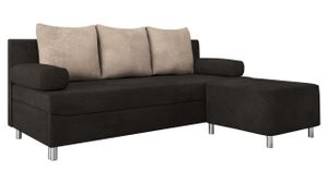 MIRJAN24 Schlafsofa Dover mit Bettkasten und Schlaffunktion, Bettsofa, Couch vom Hersteller (Sofa mit Polsterhocker, Farbe: Alova 68 + Alova 07)