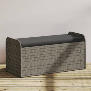 vidaXL Sitzbank mit Stauraum & Kissen Grau 115x51x52 cm Poly Rattan vidaXL Sitzbank mit Stauraum & Kissen Grau 115x51x52 cm Poly Rattan