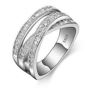 Damenring Kristall vom österreichischen Party-Brautschmuck 925 Sterling Silber Hochzeit Verlobungsring