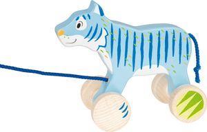 goki 54888 Ziehtier Tiger 17,6 x 7,6 x 14,8 cm, Holz, blau
