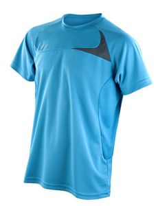 Mens Dash Training Sport T-Shirt + Cool-Dry - Farbe: Aqua/Grey - Größe: XL