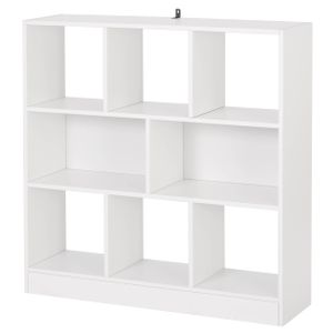 WOLTU SK021ws Bücherregal Raumteiler Regal Bücherschrank Standregal mit 8 Fächern Aktenregal für Büro, Weiß