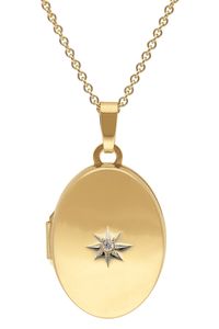 trendor 15540 Medaillon mit Diamant Gold 585/14K an vergoldeter Silberkette, 42 cm