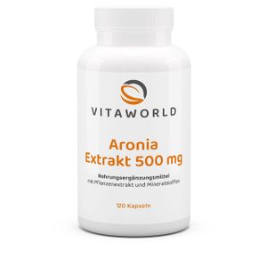 Vita World Aronia Extrakt 500 mg | 120 Kapseln | Hochkonzentriert mit OPC, Zink & Selen für Immunsystem und Zellschutz