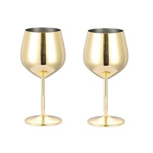 Edelstahl-Rotweingläser, Kelche, Wein-Champagner-Gläser, 500-ml-Cocktailgläser (2er-Set), Gold