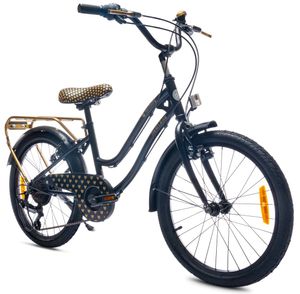 Dievčenský bicykel Detský bicykel od 6 rokov 20 palcový detský bicykel so 6-rýchlostným srdcovým bicyklom Shimano Heart Bike čierny