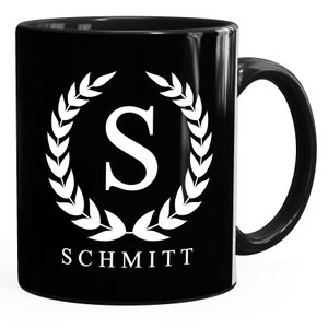 Namenstasse personalisierte Kaffee-Tasse mit Namen und Initiale Monogramm persönliche Geschenke SpecialMe® mit Namen schwarz Keramik-Tasse