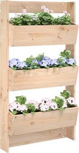 vidaXL Sadzarka ścienna z 3 przegrodami 60x18,5x110 cm z litego drewna sosnowego