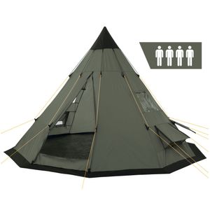 CampFeuer Tipi Zelt Spirit für 4 Personen | Olivgrün | 3000 mm Wassersäule