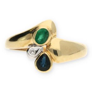 JuwelmaLux Ring 585/000 (14 Karat) Gold mit Smaragd und Saphir JL30-07-0742 53