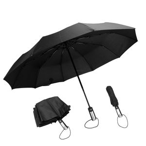 Regenschirm 10 Rippen Winddichter Regenschirm Öffnen und Schließen automatisch Trekkingschirm für Herren Damen (Schwarz)