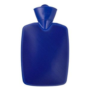 Klassik Wärmflasche 1,8L von Hugo Frosch, Bettflasche, Wärmekissen, Halblamelle, blau
