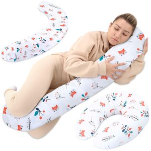 Stillkissen xxl Seitenschläferkissen Baumwolle - Pregnancy Pillow Schwangerschaftskissen Lagerungskissen Erwachsene 165x70 cm Fuchs