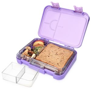 Navaris Bento Box Lunch Box Brotdose Vesperbox - auslaufsicher mit variablen Fächern - herausnehmbare Innenschale - für Jungs und Mädchen - Kinder Brotdose - violett