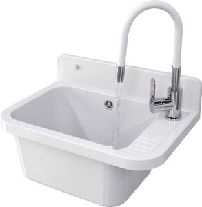 Granitan | Kuchynský drez PARON - 50 x 34 cm - biely - odolný proti chemikáliám - s flexibilnou batériou Granitan | Kuchynský drez PARON - 50 x 34 cm - biely - odolný proti chemikáliám - s flexibilnou batériou
