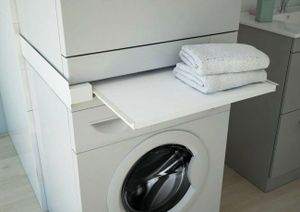 Verbindungsrahmen Zwischenboden für Waschmaschine mit ausziehbarer Ablagefläche