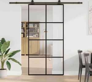vidaXL Drzwi przesuwne z okuciem 102,5x205 cm ESG szkło i aluminium