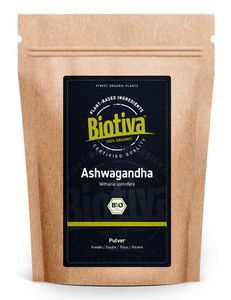 Biotiva Ashwagandha Pulver 1000g aus biologischem Anbau