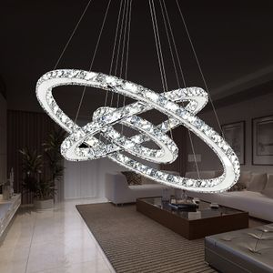 UISEBRT 72W LED Kristall Design Hängelampe Drei Ringe Kaltweiß Deckenlampe Pendelleuchte Kreative Kronleuchter