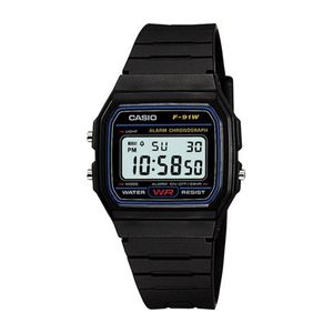 Uhr Casio F-91W-1CR Armband aus Harz Farbe: Schwarz Zifferblatt LCD Digital Unisex